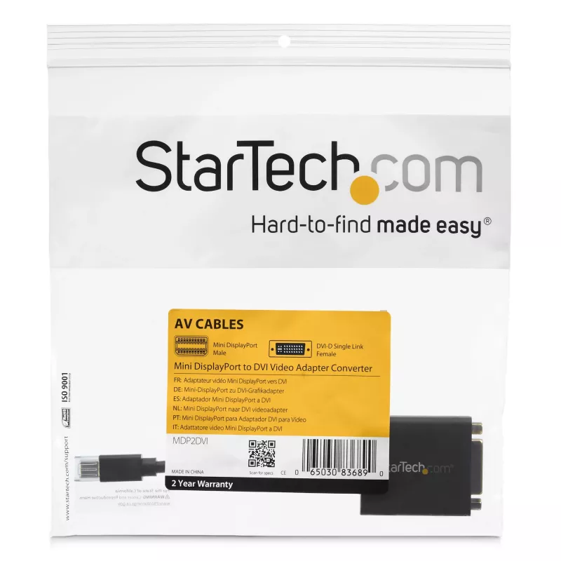 StarTech.com Mini DisplayPort naar DVI adapter - Mini DP naar DVI-D converter - 1080p video - VESA-gecertificeerd - mDP of Thunderbolt 1/2 Mac/PC naar DVI monitor - mDP 1.2 naar DVI single-link dongle