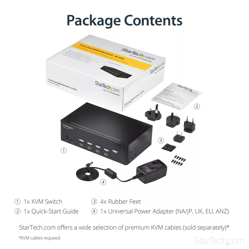 StarTech.com 4-poorts HDMI KVM-switch – 4K 30Hz – dual display