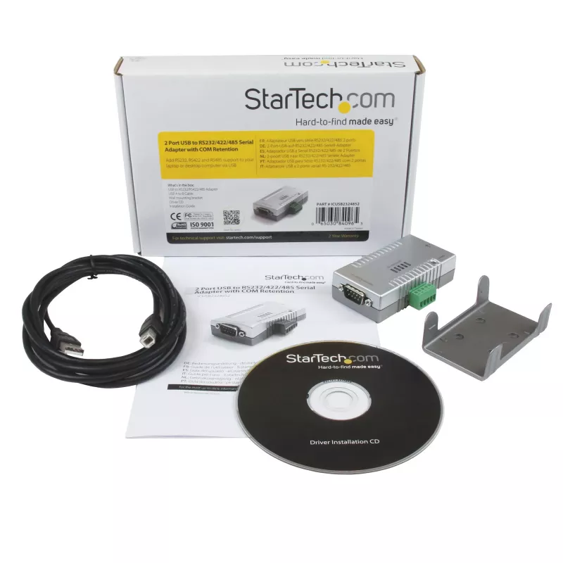 StarTech.com 2-poorts USB naar RS232 RS422 RS485 seriële adapter met COM-retention