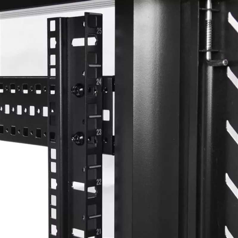 StarTech.com 4-posts 25U serverrackkast, afsluitbare 19 inch datarackkast voor computer-/AV-/IT-apparatuur, kantoor-/thuisnetwerkrack met wielen en verstelbare montagerails