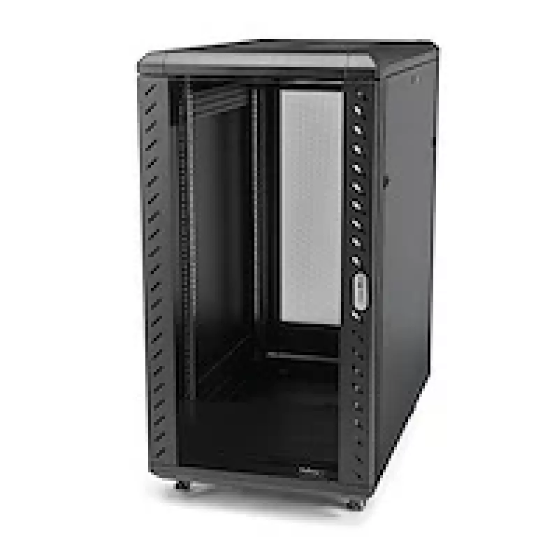 StarTech.com 4-posts 25U serverrackkast, afsluitbare 19 inch datarackkast voor computer-/AV-/IT-apparatuur, kantoor-/thuisnetwerkrack met wielen en verstelbare montagerails