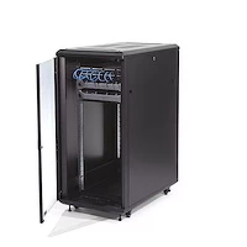 StarTech.com 4-posts 25U serverrackkast, afsluitbare 19 inch datarackkast voor computer-/AV-/IT-apparatuur, kantoor-/thuisnetwerkrack met wielen en verstelbare montagerails