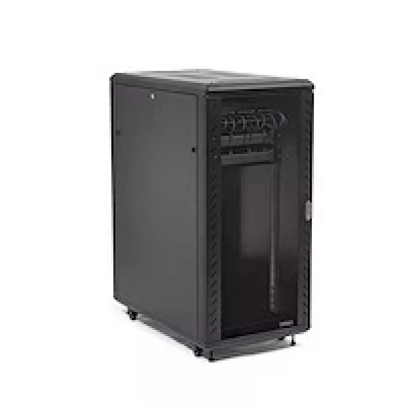 StarTech.com 4-posts 25U serverrackkast, afsluitbare 19 inch datarackkast voor computer-/AV-/IT-apparatuur, kantoor-/thuisnetwerkrack met wielen en verstelbare montagerails
