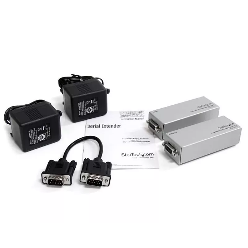 StarTech.com RS232 serieel via Cat5-extender, 1 km (3300 ft) bereik, plug & play, geen software, DB9 seriële uitbreiding - TAA