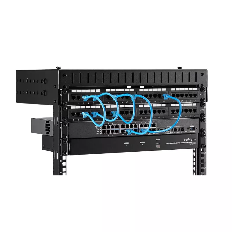 StarTech.com 8U 19 inch wandmontage netwerkrack – verstelbare diepte 12–20 inch 2-posts open-frame serverruimterack voor AV-/data-/IT-communicatie-/computerapparatuur/switch met kooimoeren en schroeven