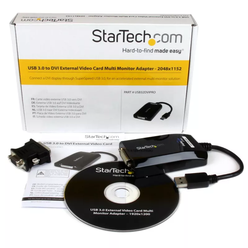 StarTech.com USB 3.0 naar DVI / VGA-adapter – 2048x1152, 3.2 Gen 1 (3.1 Gen 1), USB Type-A, DVI-uitgang, 2048 x 1152 pixels