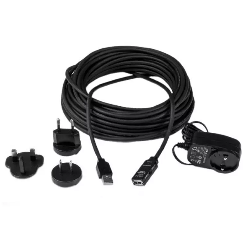 StarTech.com 15m USB 2.0 actieve verlengkabel - M/F, 15 m, USB A, USB A, USB 2.0, male/female, zwart