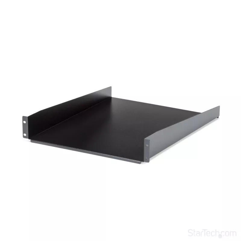 StarTech.com 2U serverrack-legbord – universeel uitschuifbaar rackmontagebord voor 19-inch netwerkapparatuurrack en -kast – hoogbelastbaar staal – draagvermogen 22,6 kg – 22 inch diepe lade, zwart