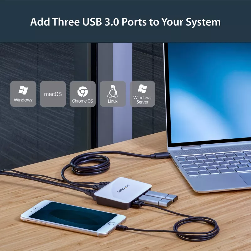 StarTech.com USB 3.0 naar Gigabit Ethernet NIC netwerkadapter met 3-poorts hub - wit