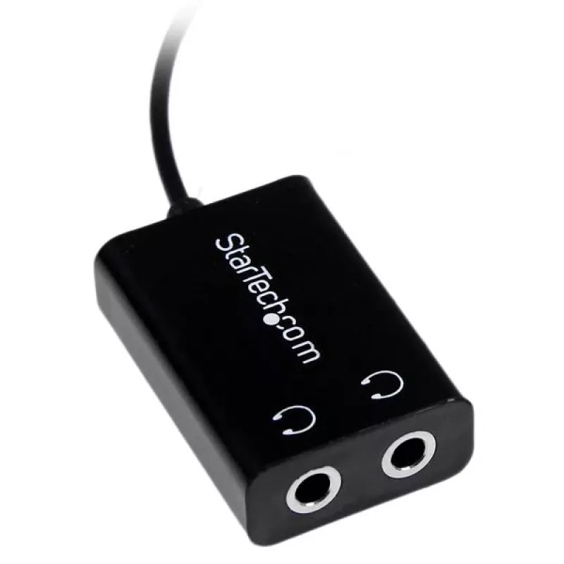 StarTech.com zwarte slanke mini-jack hoofdtelefoon-splitterkabel-adapter – 3,5 mm stekker naar 2x 3,5 mm bus