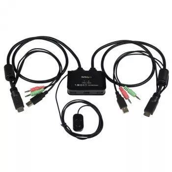 StarTech.com 2-poorts USB HDMI kabel-KVM-switch met audio en afstandsbediening – USB-gevoed