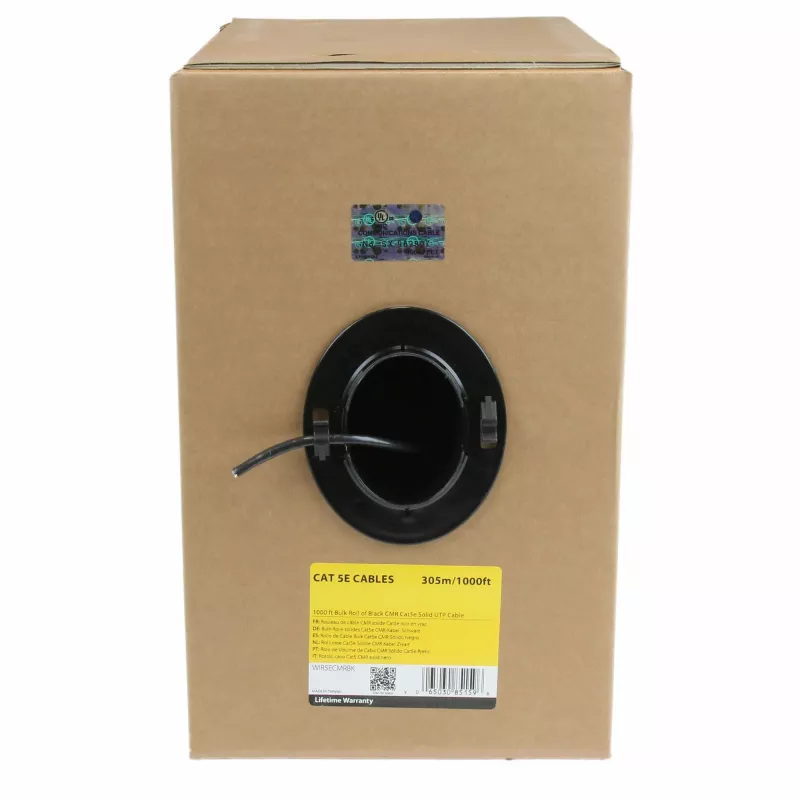 StarTech.com bulk Cat 5e Ethernet-kabel – 304,8 m – massief – CMR-gecertificeerd – zwart – TAA-conform
