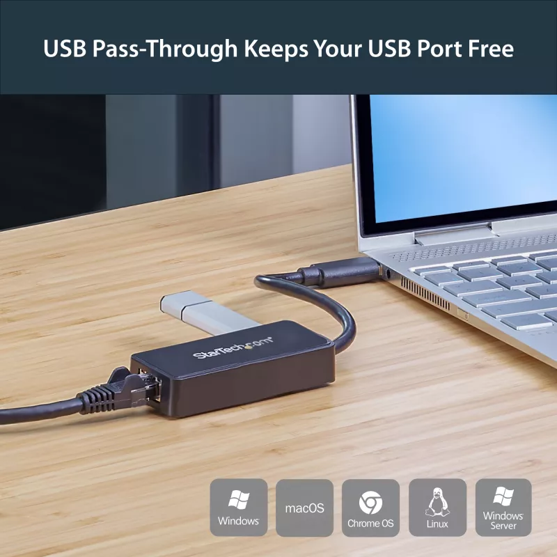StarTech.com USB 3.0 naar Gigabit Ethernet adapter NIC met USB-poort – zwart