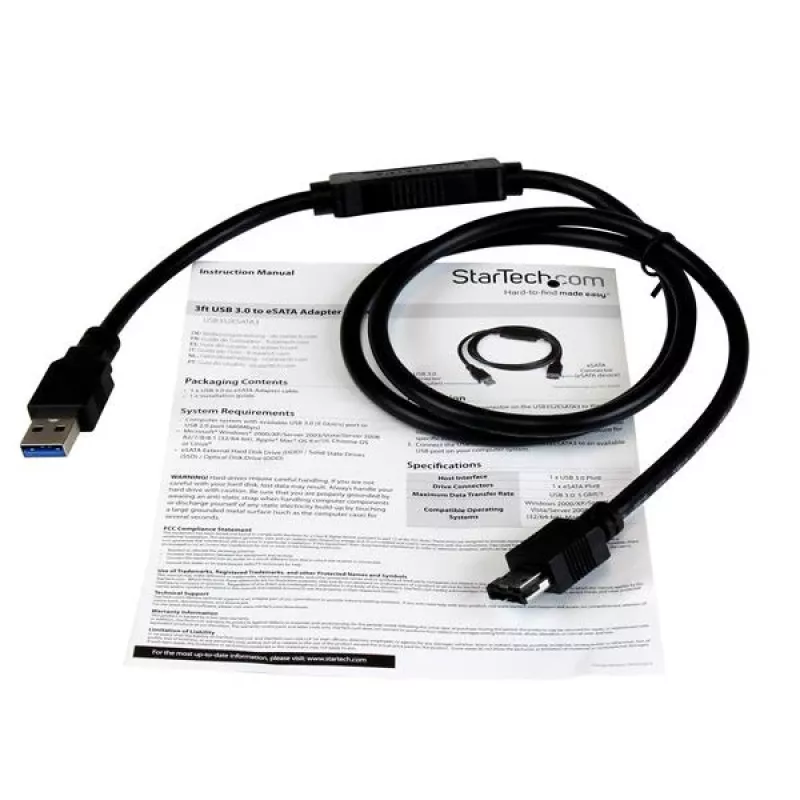 StarTech.com USB 3.0 naar eSATA HDD / SSD / ODD adapterkabel – 0,9 m eSATA-harddisk-naar-USB-3.0-adapterkabel – SATA 6 Gbit/s