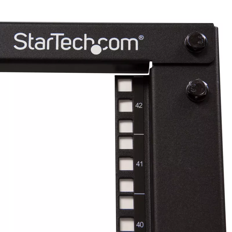 StarTech.com 4-paals 42U mobiel open-frame serverrack, vierpaals 19 inch netwerkrack met wielen, rolbaar rack met verstelbare diepte voor computer-/AV-/data-/IT-apparatuur – wielen, stelvoeten of vloermontage