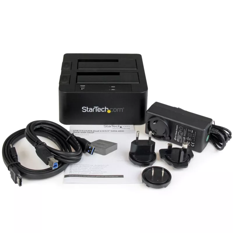 StarTech.com dual-bay USB 3.0 / eSATA naar SATA harde-schijf-dockingstation, USB harde-schijf-dock, externe 2,5/3,5