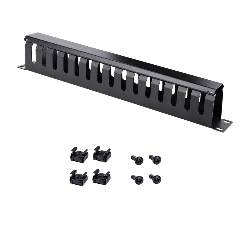 StarTech.com horizontaal 1U serverrack kabelmanagement-vingerkanaal met afdekking – 19 inch netwerkrack kabelgoot-afdekpaneel – gesleufde kabelgoot
