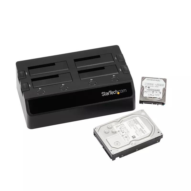 StarTech.com 4-bay USB 3.0 SATA harde-schijf-dockingstation, USB harde-schijf-dock, externe 2,5/3,5 inch SATA III SSD/HDD-dockingstation, hot-swap harde-schijf-bay, top-loading