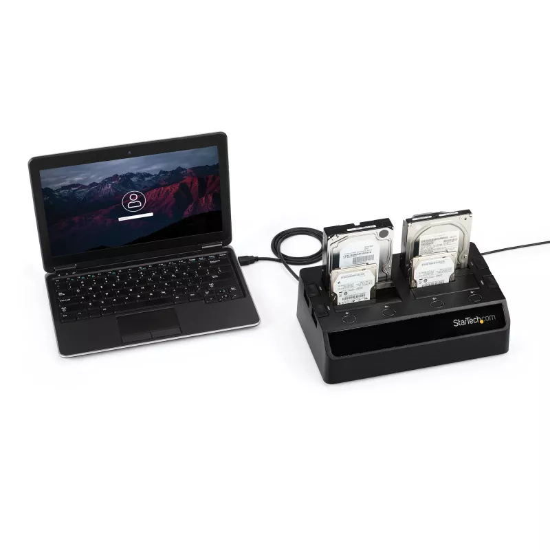 StarTech.com 4-bay USB 3.0 SATA harde-schijf-dockingstation, USB harde-schijf-dock, externe 2,5/3,5 inch SATA III SSD/HDD-dockingstation, hot-swap harde-schijf-bay, top-loading