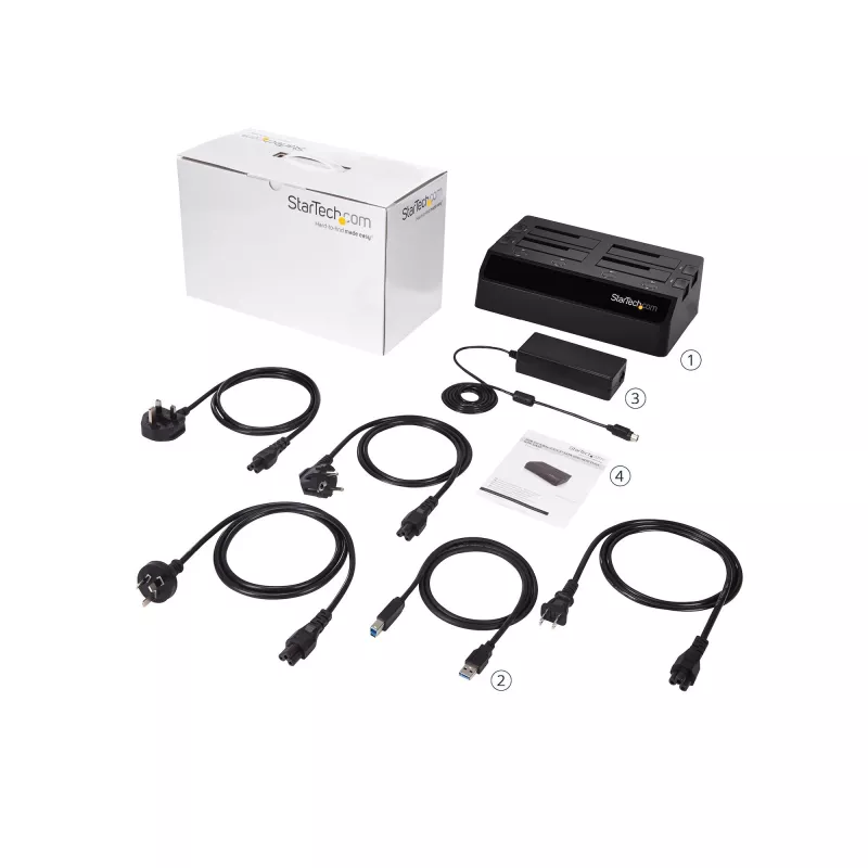 StarTech.com 4-bay USB 3.0 SATA harde-schijf-dockingstation, USB harde-schijf-dock, externe 2,5/3,5 inch SATA III SSD/HDD-dockingstation, hot-swap harde-schijf-bay, top-loading