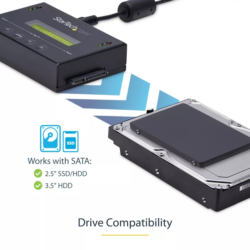 StarTech.com 1:1 standalone harde-schijf-duplicator met disk-image-manager voor back-up en herstel, meerdere disk-images opslaan op één 2,5/3,5 inch SATA-station, HDD/SSD-kloonapparaat, geen pc nodig