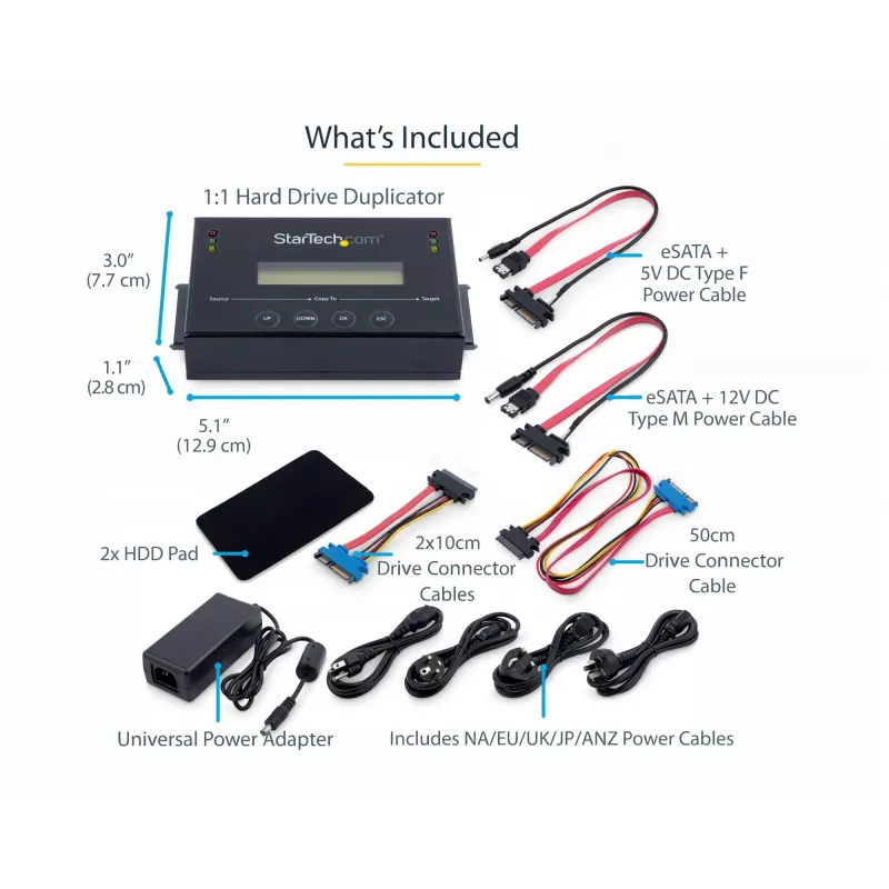 StarTech.com 1:1 standalone harde-schijf-duplicator met disk-image-manager voor back-up en herstel, meerdere disk-images opslaan op één 2,5/3,5 inch SATA-station, HDD/SSD-kloonapparaat, geen pc nodig