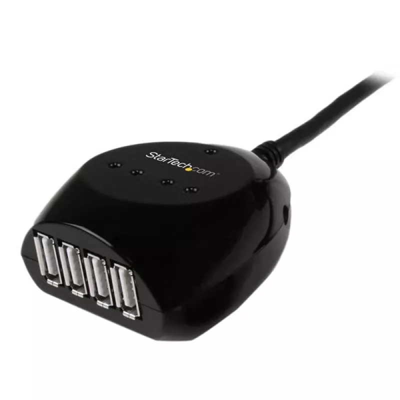 StarTech.com 15 m actieve USB 2.0-kabel met 4-poorts hub, USB 2.0, 480 Mbit/s, zwart, 15 m, 110 – 240 V, 5 V