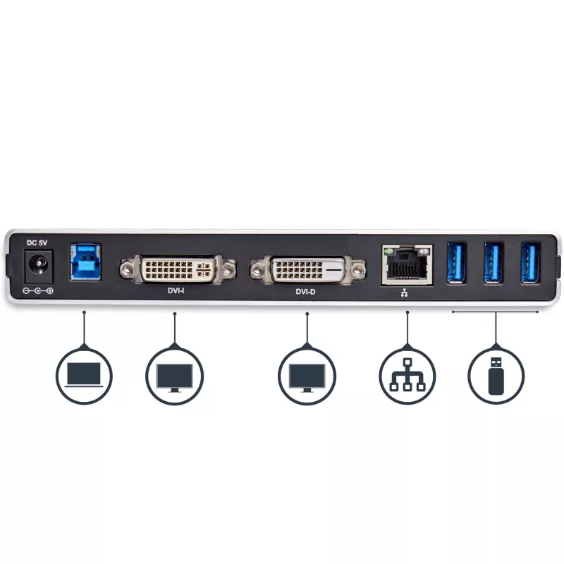 StarTech.com dual-monitor USB 3.0-dockingstation met DVI en verticale standaard