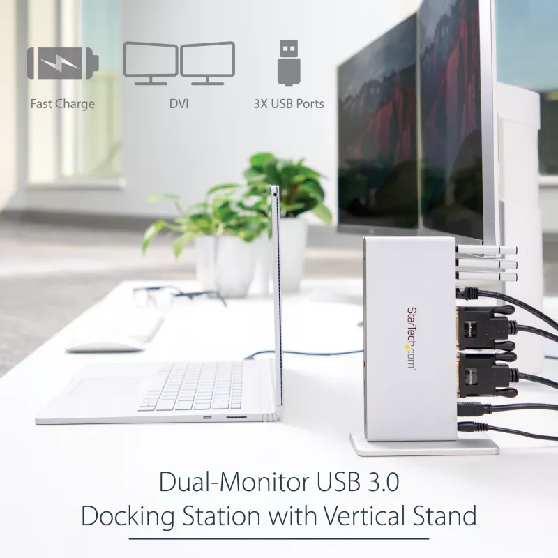StarTech.com dual-monitor USB 3.0-dockingstation met DVI en verticale standaard