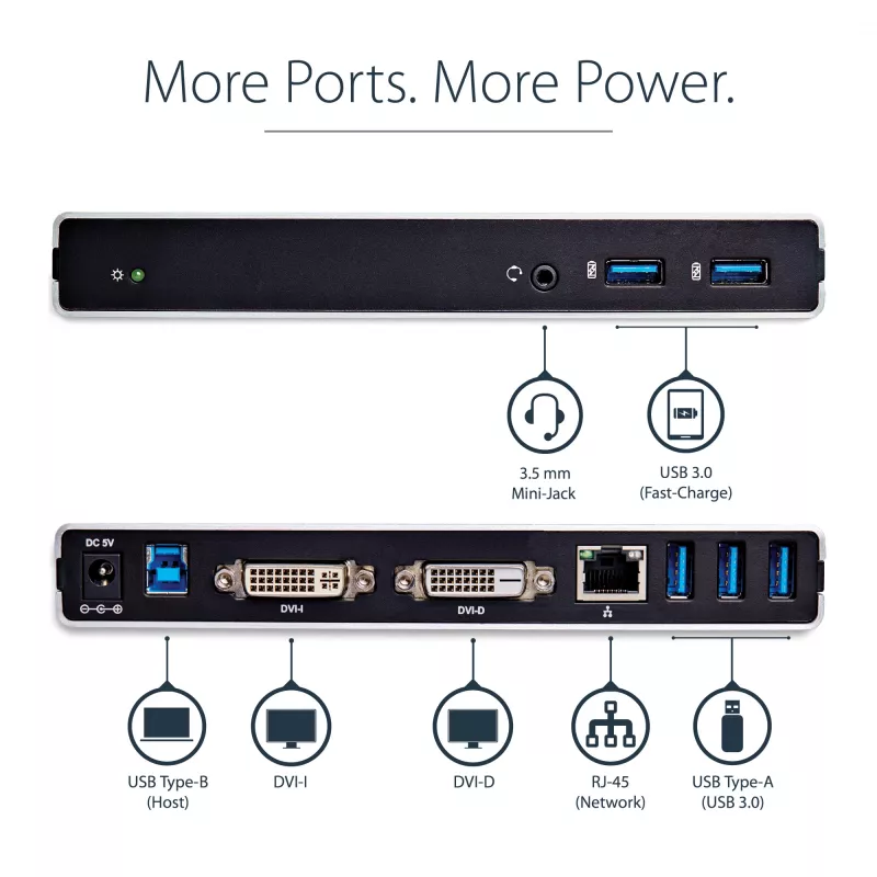 StarTech.com dual-monitor USB 3.0-dockingstation met DVI en verticale standaard