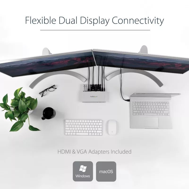 StarTech.com dual-monitor USB 3.0-dockingstation met DVI en verticale standaard