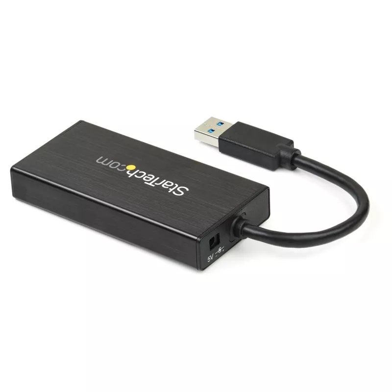 StarTech.com 3-poorts draagbare USB 3.0-hub met Gigabit Ethernet - aluminium met geïntegreerde kabel~3-poorts draagbare USB 3.0-hub met Gigabit Ethernet - 5 Gbit/s - aluminium met geïntegreerde kabel