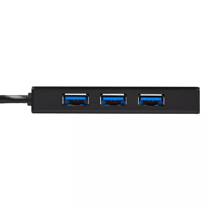 StarTech.com 3-poorts draagbare USB 3.0-hub met Gigabit Ethernet - aluminium met geïntegreerde kabel~3-poorts draagbare USB 3.0-hub met Gigabit Ethernet - 5 Gbit/s - aluminium met geïntegreerde kabel