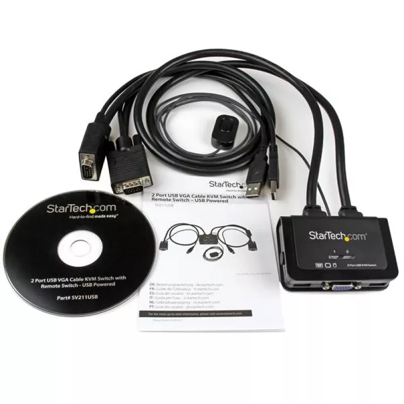 StarTech.com 2-poorts USB VGA kabel-KVM-switch – USB-gevoed met afstandsbedieningsschakelaar