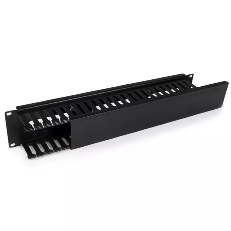 StarTech.com horizontaal 2U serverrack kabelmanagement-vingerkanaal met afdekking – 19 inch netwerkrack kabelgootpaneel – gesleufde kabelgoot