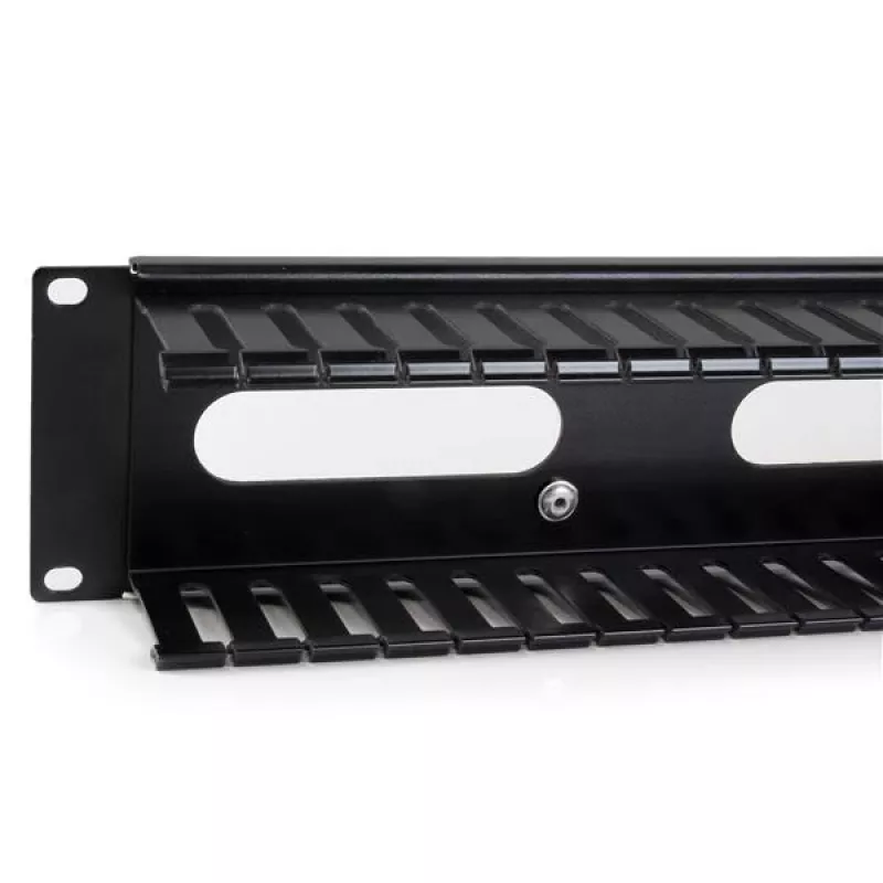 StarTech.com horizontaal 2U serverrack kabelmanagement-vingerkanaal met afdekking – 19 inch netwerkrack kabelgootpaneel – gesleufde kabelgoot