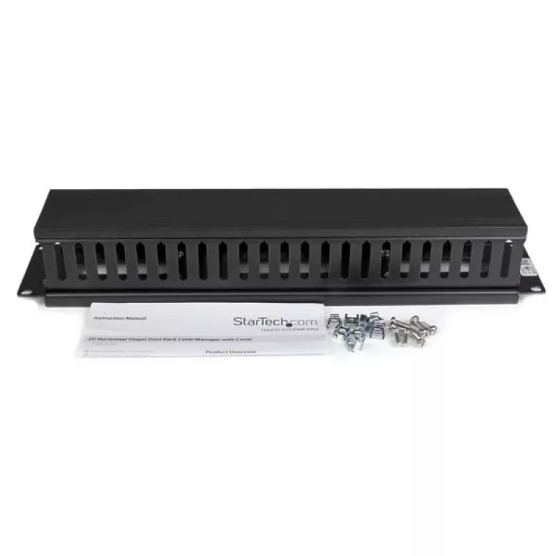 StarTech.com horizontaal 2U serverrack kabelmanagement-vingerkanaal met afdekking – 19 inch netwerkrack kabelgootpaneel – gesleufde kabelgoot