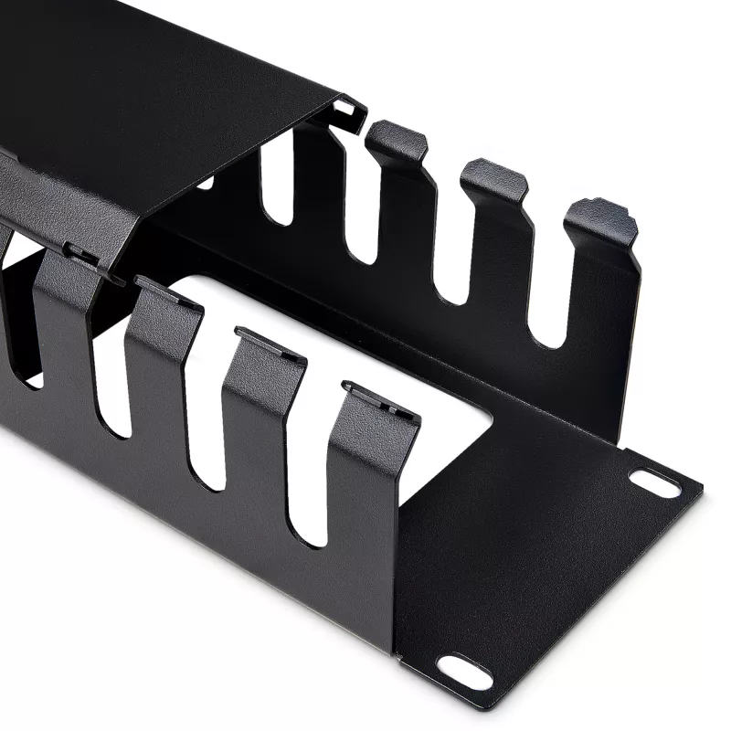 StarTech.com horizontaal 2U serverrack kabelmanagement-vingerkanaal met afdekking – 19 inch netwerkrack kabelgootpaneel – gesleufde kabelgoot