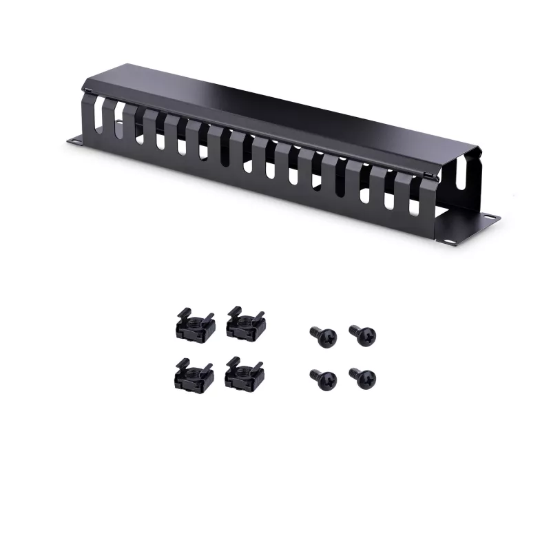 StarTech.com horizontaal 2U serverrack kabelmanagement-vingerkanaal met afdekking – 19 inch netwerkrack kabelgootpaneel – gesleufde kabelgoot