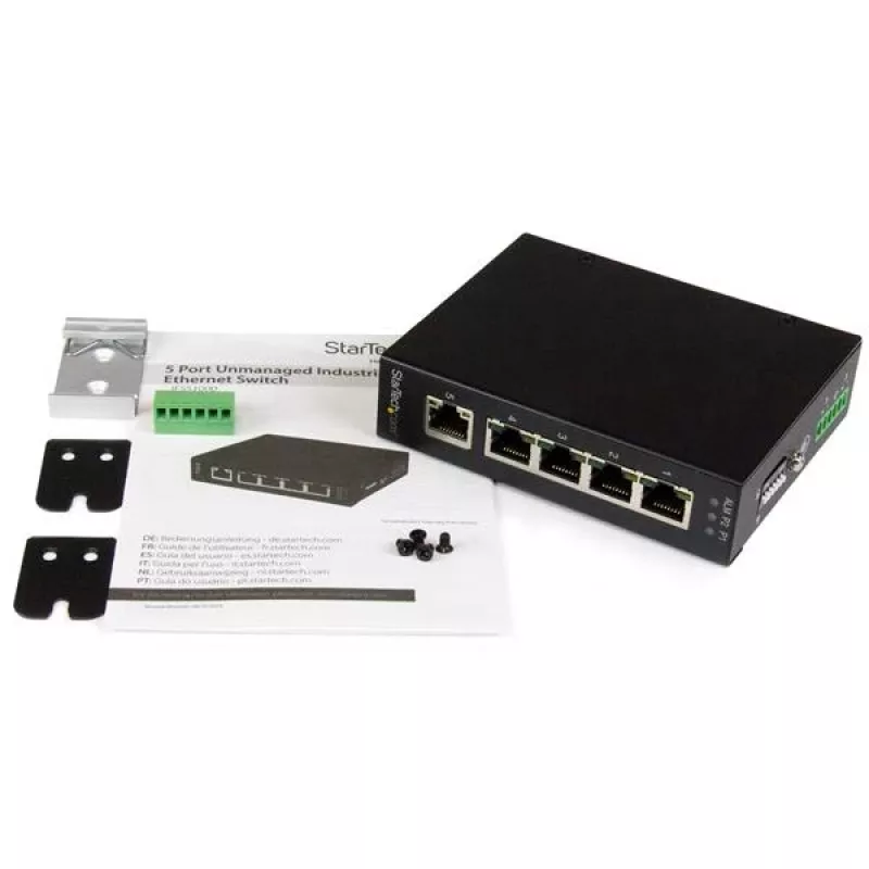 StarTech.com 5-poorts unmanaged industriële Gigabit Ethernet-switch – DIN-rail / wandmontage