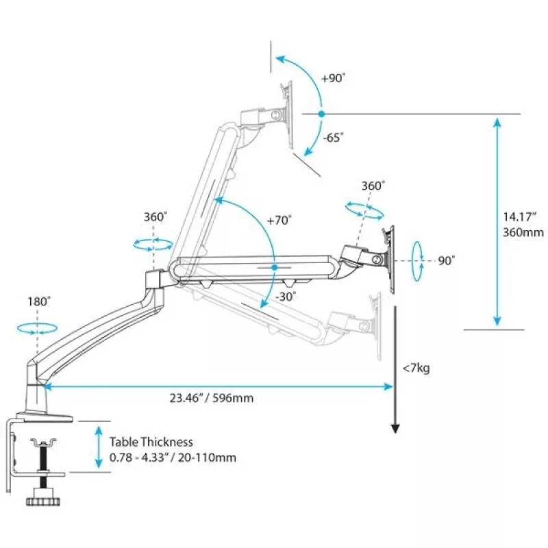 StarTech.com eenvoudige tafelmonitorarm – volledig beweegbare gelede arm – staal