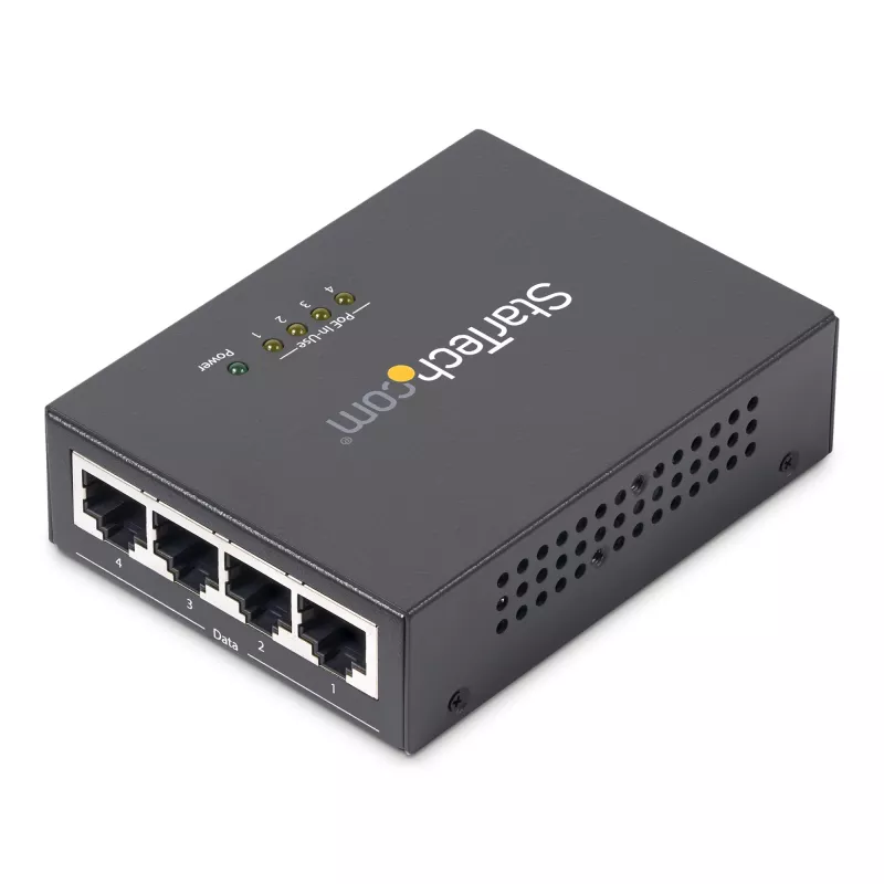StarTech.com 4-poorts Gigabit Midspan – PoE+ injector – 802.3at/af