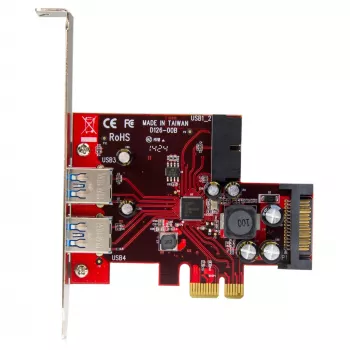 StarTech.com 4-poorts PCI Express USB 3.0-kaart – 2 externe & 2 interne – SATA-voeding – UASP-ondersteuning – 2 interne (IDC) moederbord-header