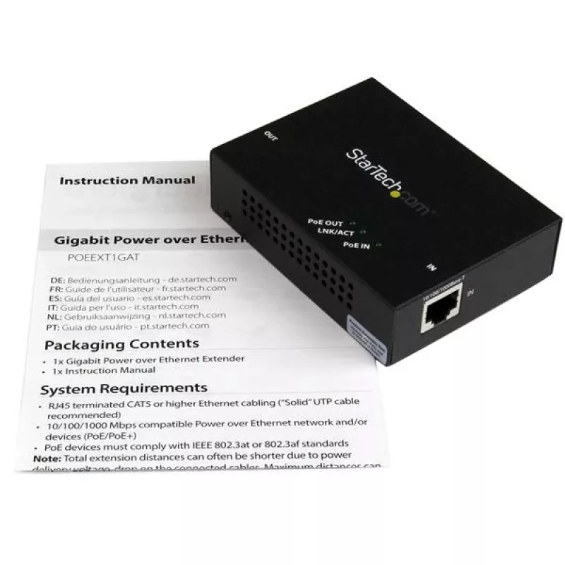 StarTech.com 1-poorts gigabit PoE+ extender - 802.3at en 802.3af - 100 m