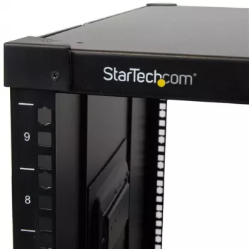 StarTech.com 4-posts 9U mobiel open frame serverrack, vier-posts netwerkrack met wielen, 19 inch rolrack voor krappe vloeroppervlakken thuis/kantoor, klein datarack voor computer-/AV-/IT-apparatuur – TAA-conform