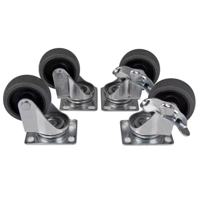 StarTech.com 4-posts 9U mobiel open frame serverrack, vier-posts netwerkrack met wielen, 19 inch rolrack voor krappe vloeroppervlakken thuis/kantoor, klein datarack voor computer-/AV-/IT-apparatuur – TAA-conform