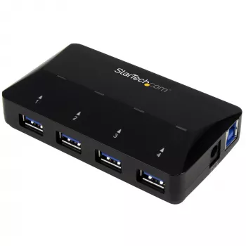 StarTech.com 4-poorts USB 3.0-hub plus toegewijde oplaadpoort - 1 x 2,4A poort~4-poorts USB 3.0-hub (5Gbps) plus toegewijde oplaadpoort - 1 x 2,4A poort