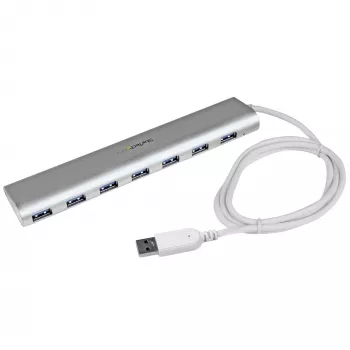 StarTech.com 7-poorts USB-hub, USB A naar 7x USB-A-poorten, USB 5Gbps, robuust ontwerp, bus- of zelfvoeding, draagbare laptop USB 3.0-hub uitbreiding met voeding