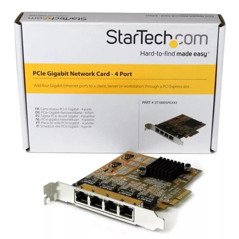 StarTech.com 4-poorts PCIe Gigabit netwerkkaart, intern, bekabeld, PCI Express, Ethernet, 2000 Mbit/s