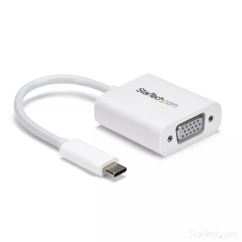 StarTech.com USB-C-naar-VGA-adapter - wit, 3.2 Gen 1 (3.1 Gen 1), USB Type-C, VGA (D-Sub) uitgang, 1920 x 1200 pixels